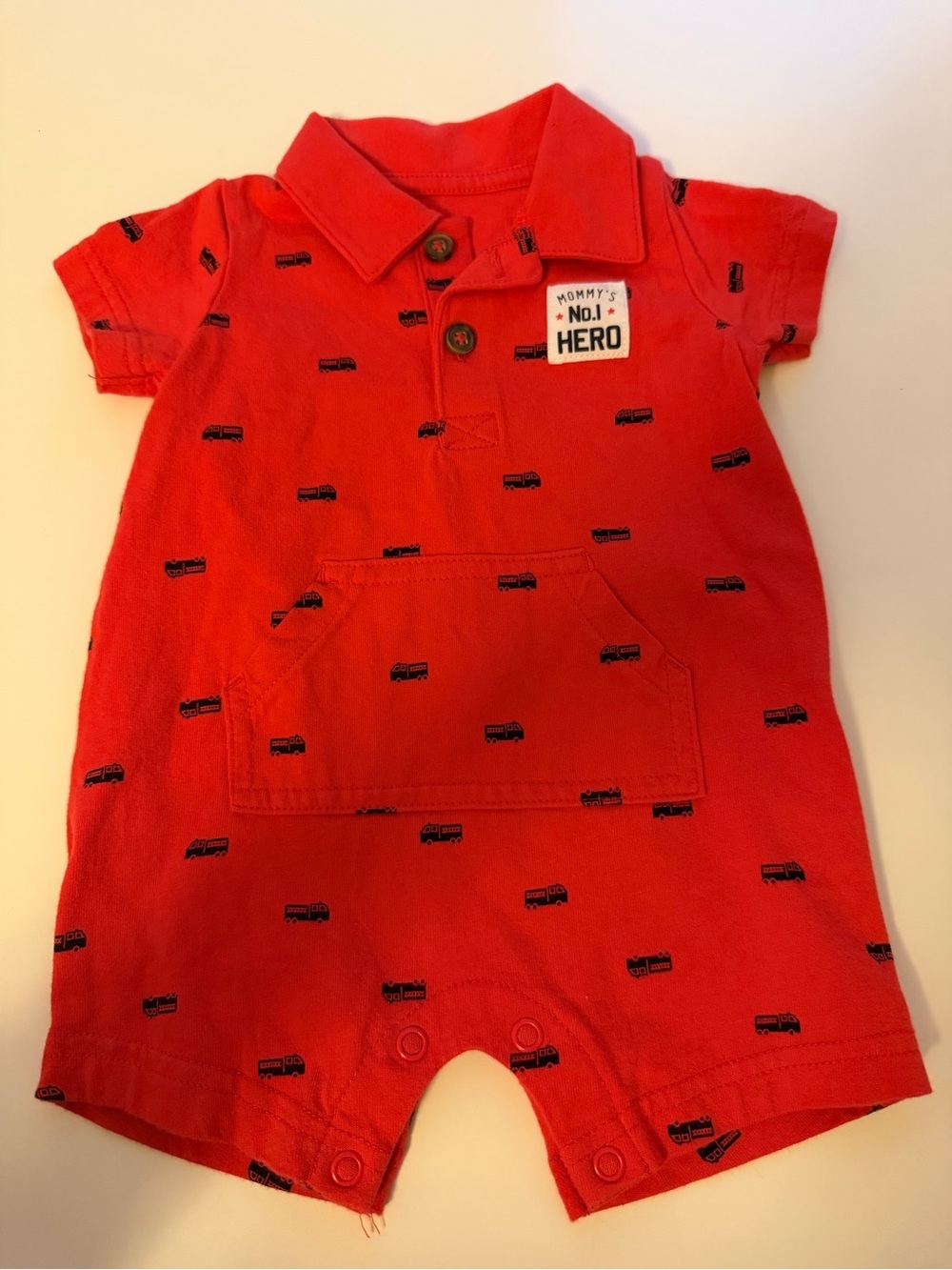 Mommy's No.1 Hero Red Baby Romper